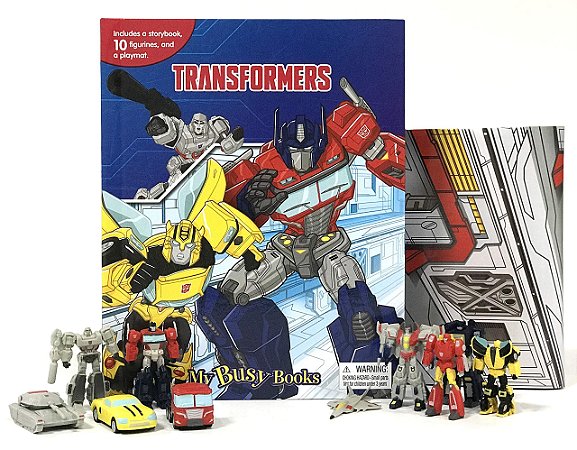Livro Transformers com 10 Miniaturas e Cenário Gigante Gigan