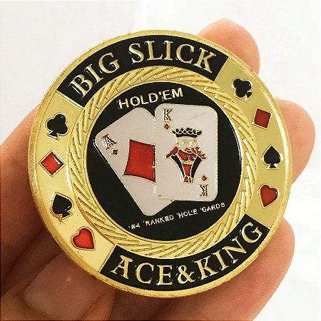 Moeda Poker - Protetor Carta- Protect Card - Ás e Rei - AK