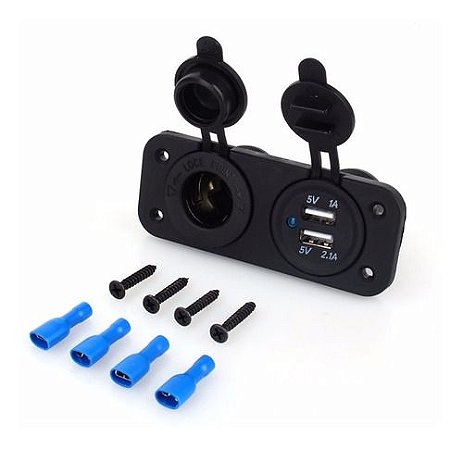 Tomada Painel 12v/24v + Usb Dupla 5v Barco Carro Trailers