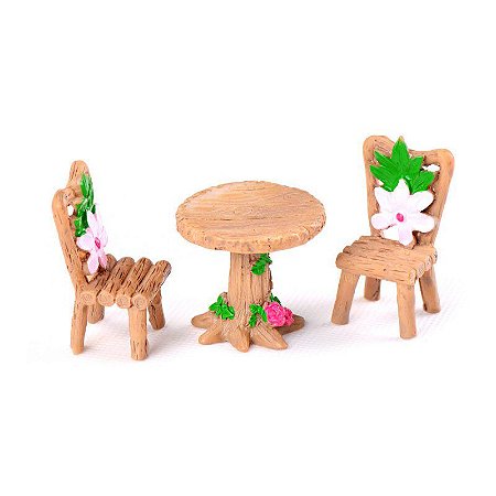 Miniatura Mesa e Cadeira Terrário Minijardim Maquete Bonsai