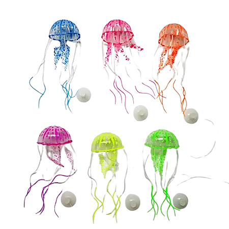 Água Viva Medusa fluorescente Enfeite Silicone aquário