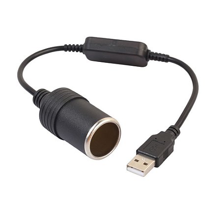 Adaptador Conversor 5v USB para 12v tomada carro barco 60cm