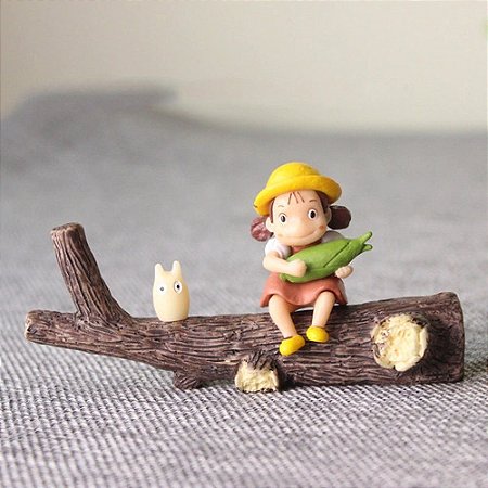 Miniatura Menina + Tronco - Terrário Mini Jardim  Decoração