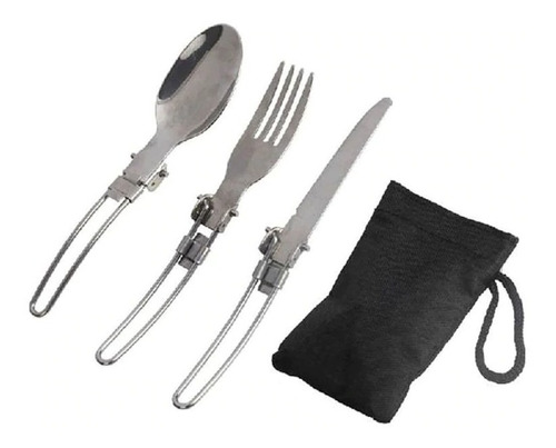 Kit Talheres Dobráveis acampamento Garfo Faca Colher Camping