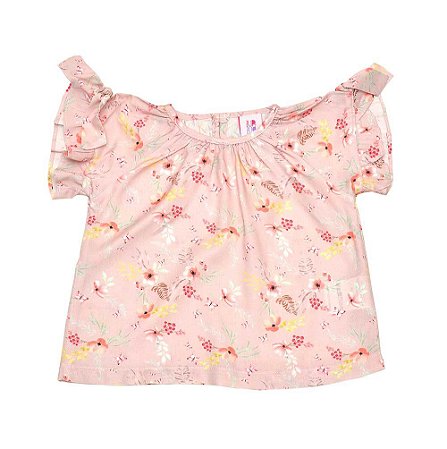 Top floral rosa