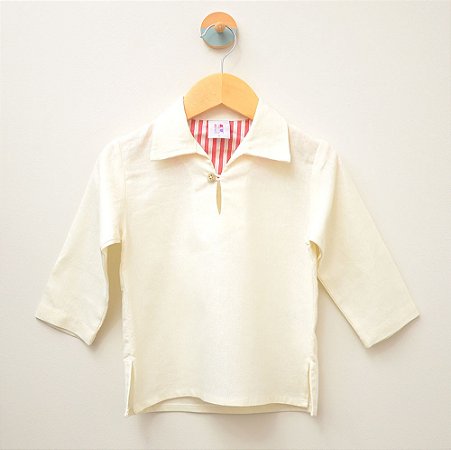 Camisa-bata off-white de linho