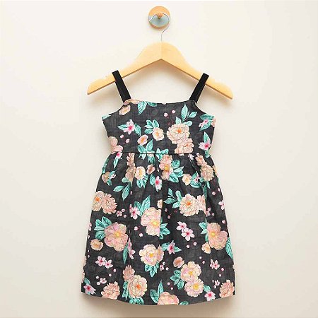 Vestido floral - alças veludo