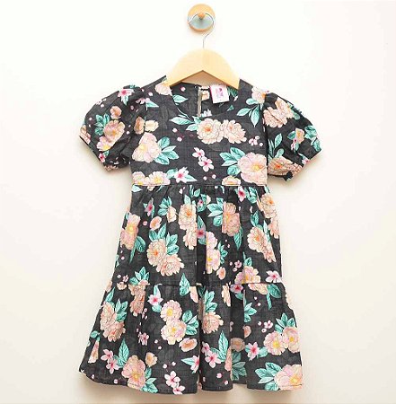 Vestido floral - manga bufante