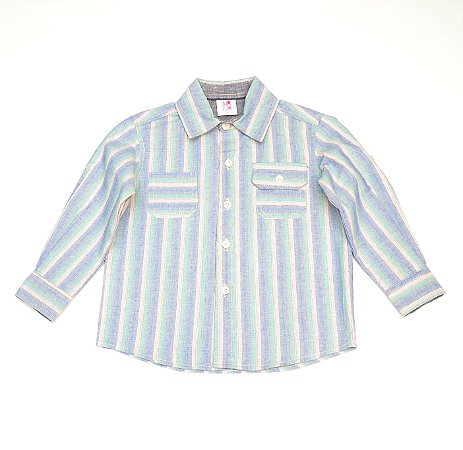 Camisa manga longa listrado colorido - 2 bolsos