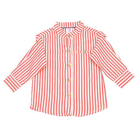 Camisa manga longa - listrado vermelho e off-white