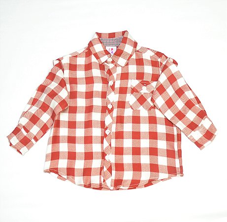 Camisa manga longa - xadrez tijolo