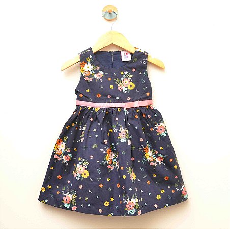 Vestido Floral - faixa gorgurão