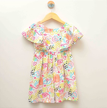Vestido mangas babado Psicodélico