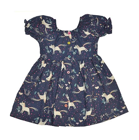 Vestido mangas bufantes - unicórnio