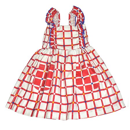 Vestido alças 2 bolsos  xadrez qaudriculado