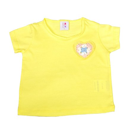 Camiseta Coração Crochê