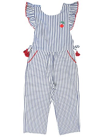 Macacão Jardineira Listrado Cereja