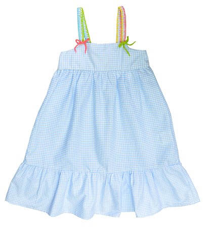 Vestido Vichy alças bordadas