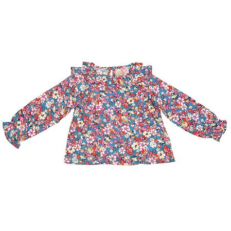 Bata floral manga longa babadinho