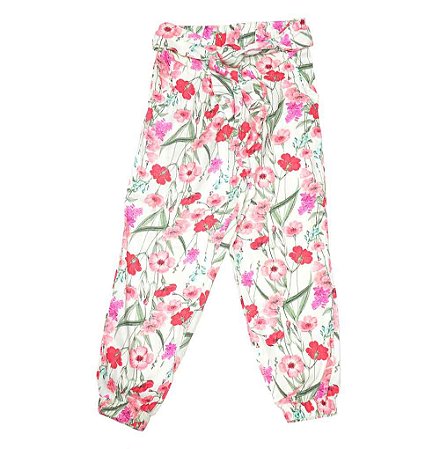 Calça estampa floral com faixa