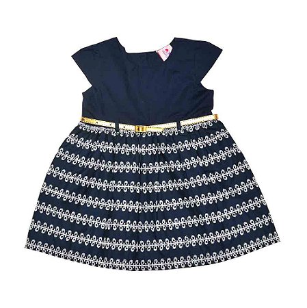 Vestido saia bordada com cintinho