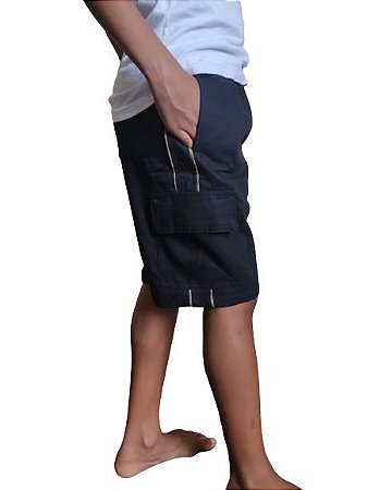 BERMUDAS INFANTIL CARGO DE ALGODÃO COM BOLSOS REF 303