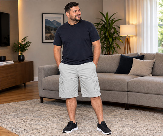 Bermuda Cargo Slagbaai e Plus Size Brim Cintura de Elástico até (175cm) Ref 1006