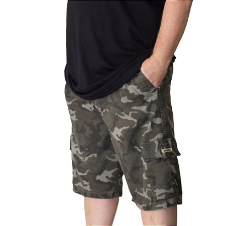 Bermuda Cargo de Cós Sarja Camuflada P/ Cinto Sem Elástico Ref  102715