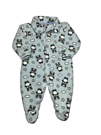 Macacão Bebê Menino Soft Estampado Panda Azul