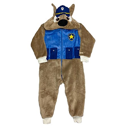 Macacão Menino Patrulha Canina Chase Azul Plush Lessa Kids