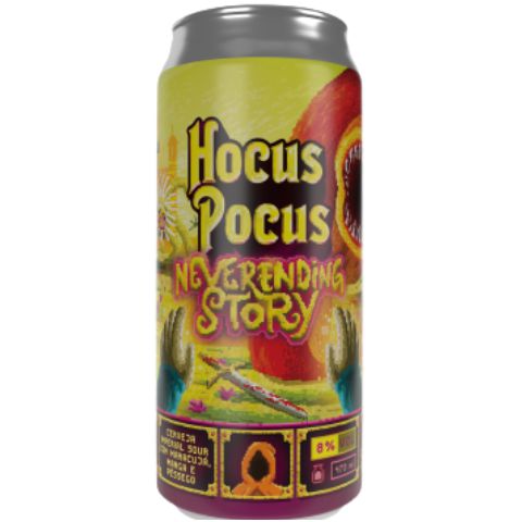 Cerveja Hocus Pocus Neverending Story Imperial Sour C/ Maracujá, Manga e Pêssego Lata - 473ml