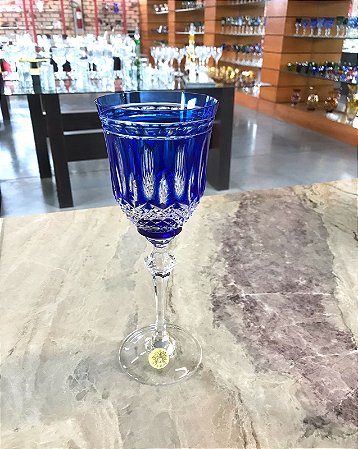 JOGO TAÇAS ÁGUA CRISTAL STRAUSS  COR AZUL  - CX 6 PÇS