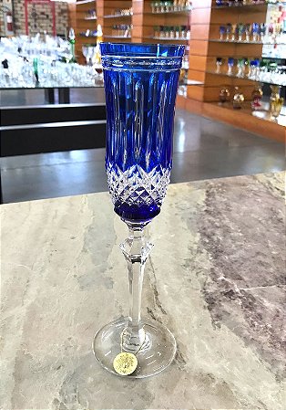 JOGO TAÇAS CHAMPAGNE CRISTAL STRAUSS - COR AZUL- CX 6 PCS