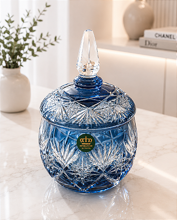 BOMBONIERE CRISTAL STRAUSS COR AZUL CLARO - CX 1 PÇ