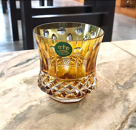 COPO WHISKY CRISTAL IMPERATTORE BY STRAUSS - COR AMARELO- CX 1 PÇ