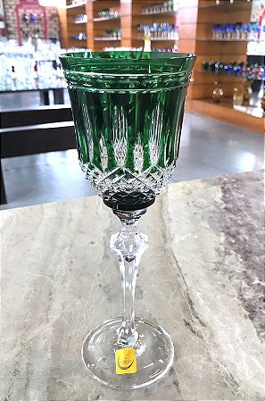 JOGO TAÇAS VINHO BRANCO  CRISTAL MOZART  - COR VERDE - CX 6 PÇS