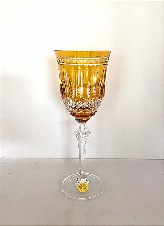 JOGO TAÇAS ÁGUA  CRISTAL STRAUSS  - COR AMARELO - CX 6 PÇS