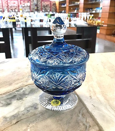 BOMBONIERE CRISTAL STRAUSS - COR AZUL CLARO - CX 1 PÇ
