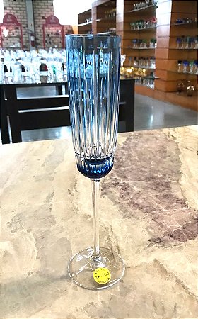 TAÇA CHAMPAGNE DE CRISTAL STRAUSS - COR AZUL CLARO - CX 1 PÇ