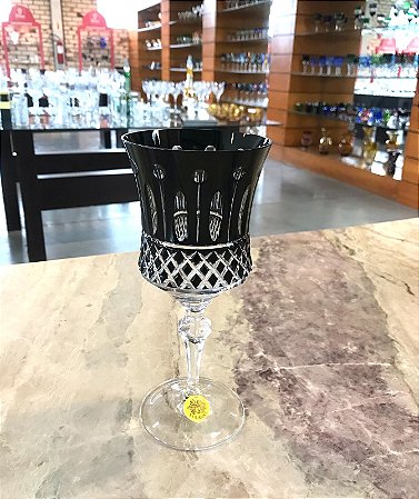 JOGO TAÇAS ÁGUA CRISTAL  STRAUSS - COR PRETO - CX 6 PÇS