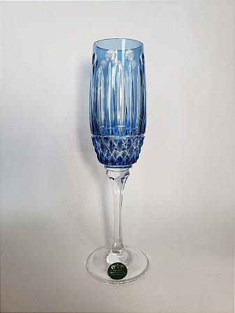 TAÇA CHAMPAGNE CRISTAL - IMPERATTORE BY STRAUSS - COR AZUL CLARO - CX 1 PC