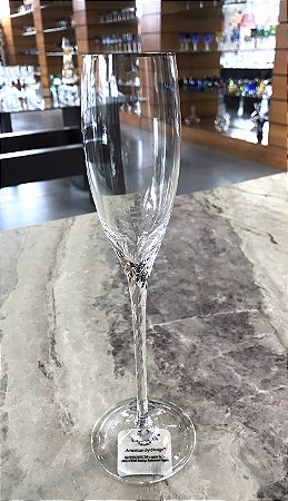 JOGO TAÇAS CHAMPAGNE  CRISTAL LENOX C/ FRIZO PLATINA -FEITO A MÃO - CX 4 PÇS