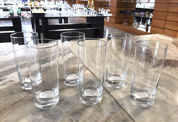 JOGO COPOS LONG DRINK DE VIDRO - FRACALANZA - CX 6 PÇS