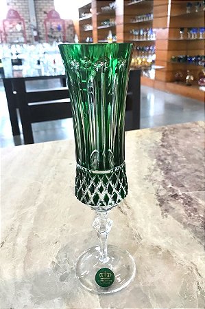 TAÇA CHAMPAGNE CRISTAL IMPERATTORE BY STRAUSS - COR VERDE - CX 1 PÇ
