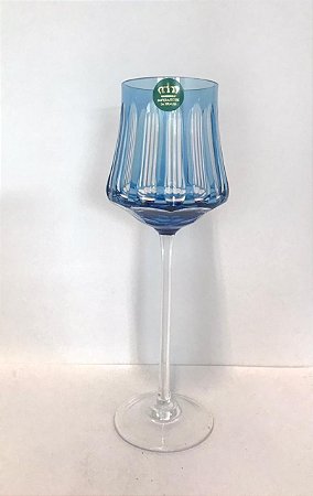 JOGO VINHO BRANCO CRISTAL IMPERATTORE BY STRAUSS - COR AZUL CLARO - CX 6 PCS