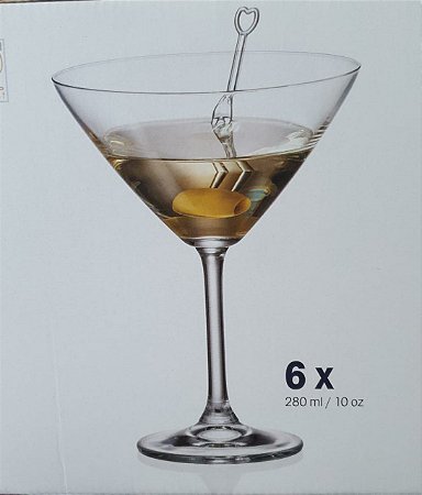 JOGO TAÇAS DRY MARTINI CRISTAL ECOLOGICO - TITANIO BOHEMIA - CX 6 PÇS