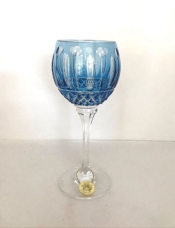 JOGO TAÇAS VINHO BRANCO CRISTAL STRAUSS - COR AZUL CLARO - CX 6 PÇS