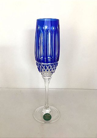 TAÇA CHAMPAGNE CRISTAL STRAUSS - COR AZUL - CX 1 PC