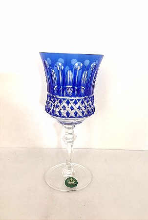TAÇA VINHO BRANCO CRISTAL - IMPERATTORE BY STRAUSS - COR AZUL - CX 1 PC