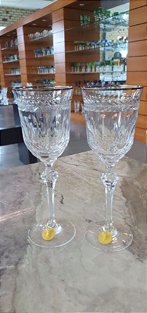 TAÇA VINHO TINTO  CRISTAL  STRAUSS -COM FRISO PLATINA - CX 2 PCS